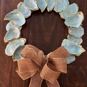 Elegant Oyster Shell Wreath with Burlap Bow